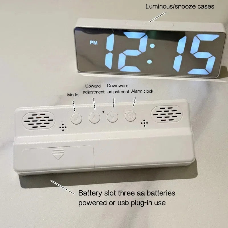 Digital Clock LED Wake Up Light Alarm Clock Bedroom Electronic Desktop Clock With Temperature Display Adjustable Brightness.