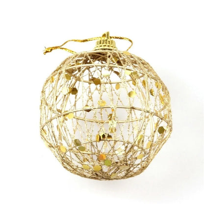 6PCS Round Shape Gold Bling Christmas Tree Pendant Ball for Christmas Birthday Party Wedding Party Ornament Home Decorations
