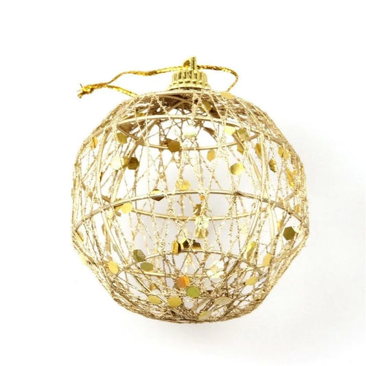 6PCS Round Shape Gold Bling Christmas Tree Pendant Ball for Christmas Birthday Party Wedding Party Ornament Home Decorations