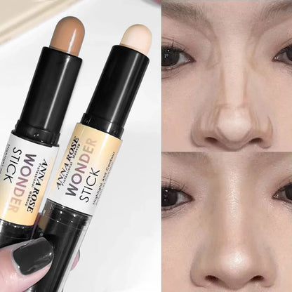 Double-ended  Face Foundation Concealer Pen, highlighter, waterproof and sweatproof, high nose bridge, face slimming for Makeup