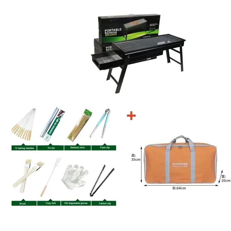 New Large BBQ Barbecue Grill Folding Portable Charcoal Outdoor Camping Picnic Burner Foldable Charcoal Camping Barbecue Oven