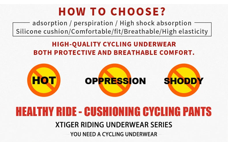 X-TIGER Men's Cycling Underwear with 5D Gel Cushioned MTB Boxer Cycling Shorts Road Cycling Underwear Cycling Equipment