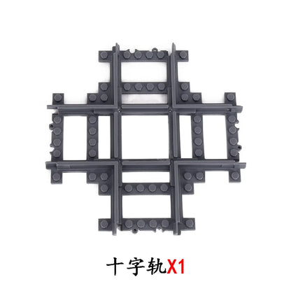 MOC City Train Rail Crossing Flexible Tracks Forked Straight Curved Rails Switch Building Block Bricks Creative DIY Toys