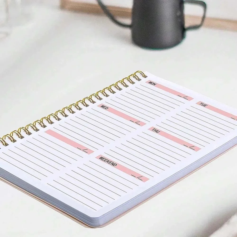 A5 Weekly Planner Coil Daily Planner Simple Stylish Portable Notebook for Study School Office Note-taking Budget Monthly Planner