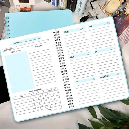 A5 Weekly Planner Coil Daily Planner Simple Stylish Portable Notebook for Study School Office Note-taking Budget Monthly Planner