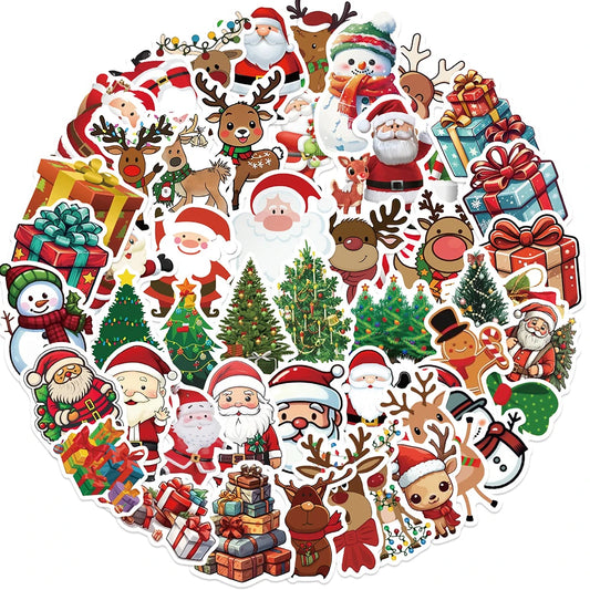 10/30/50pcs Kawaii Cartoon Christmas Art Aesthetic Stickers Pack Toy Diary Laptop Scrapbook Phone Decoration Graffiti Sticker