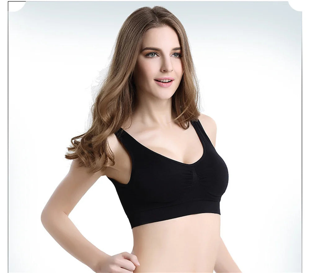 Women'S Seamless Bra For Women Crop Top Black Vertical Stripe Breathable Sports Bra Fitness Tube Tops Yoga Underwear Sports Bra