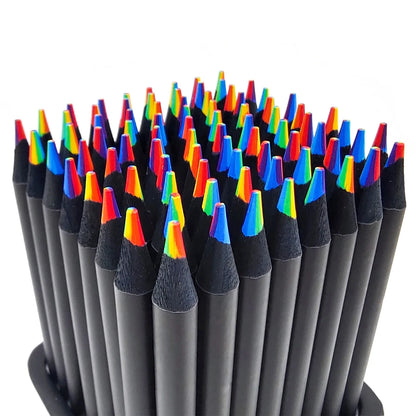 10 Pieces Colorful Wooden Pencils, 7 in 1 Rainbow Colors. Good for Sketching, Doodling, Drawing