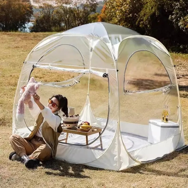 Outdoor Transparent Panoramic Tent Creative Windproof Courtyard Dinner Dome Camping Tents Family Travel Parties Equipment