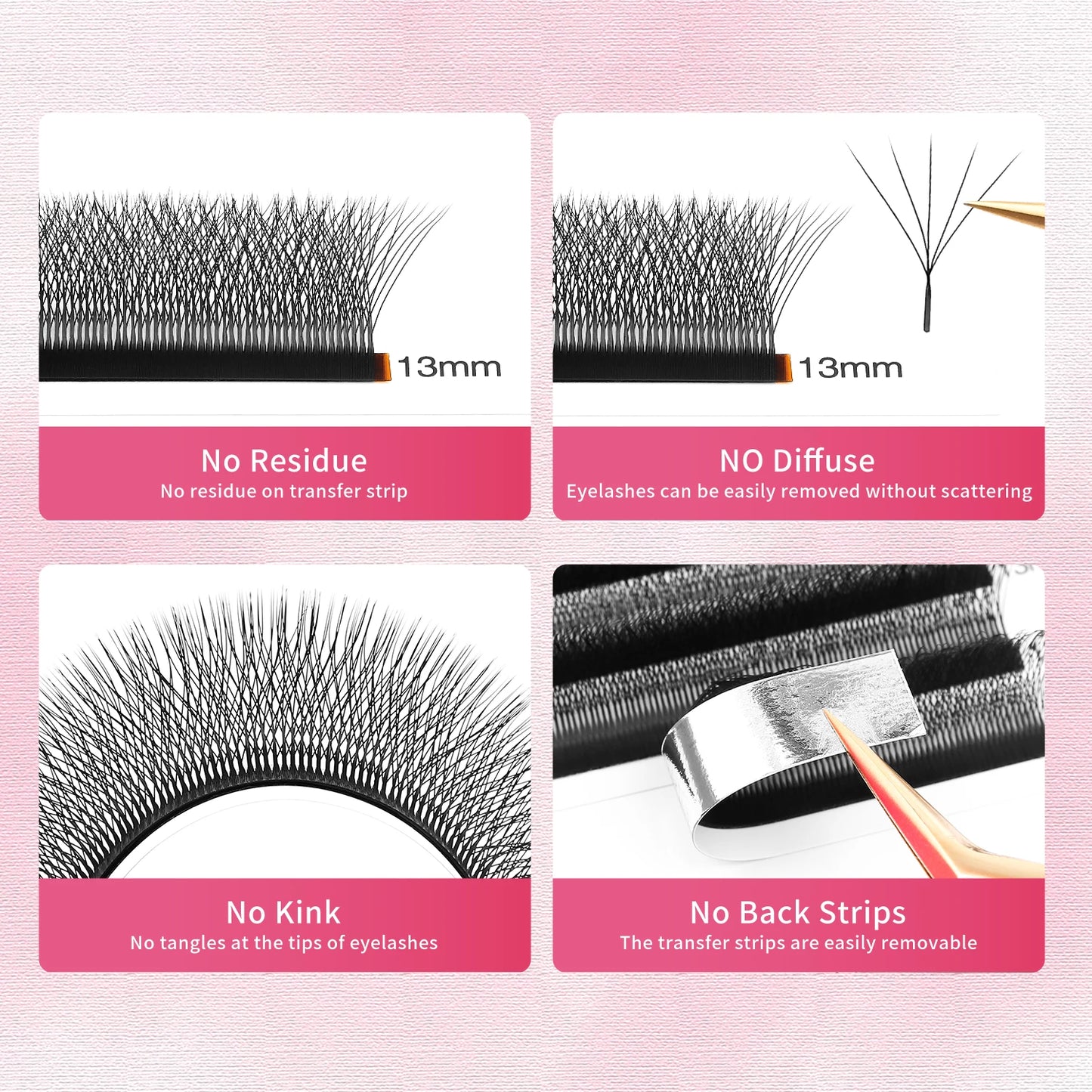 XIUSUZAKI 5D W Lashes Black Premade Fans Eyelashes Extensions Natural Soft Individual Volume False Lashes Beauty Makeup Tools