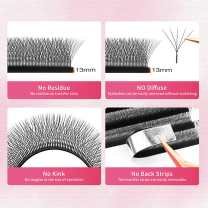 XIUSUZAKI 5D W Lashes Black Premade Fans Eyelashes Extensions Natural Soft Individual Volume False Lashes Beauty Makeup Tools