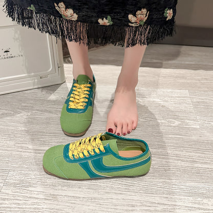 Shoes for Women 2025 Spring Autumn New Genuine Leather Ladies Moral Training Vulcanized shoes Retro Casual Flat Women's Sneakers