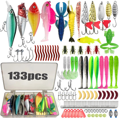 Fishing 83/133/193/239/409pcs Fishing Lure Kit For Trout/Pike/Bass Multi-Lure Fishing Set Layered Tackle Pro Gear Tackle Box
