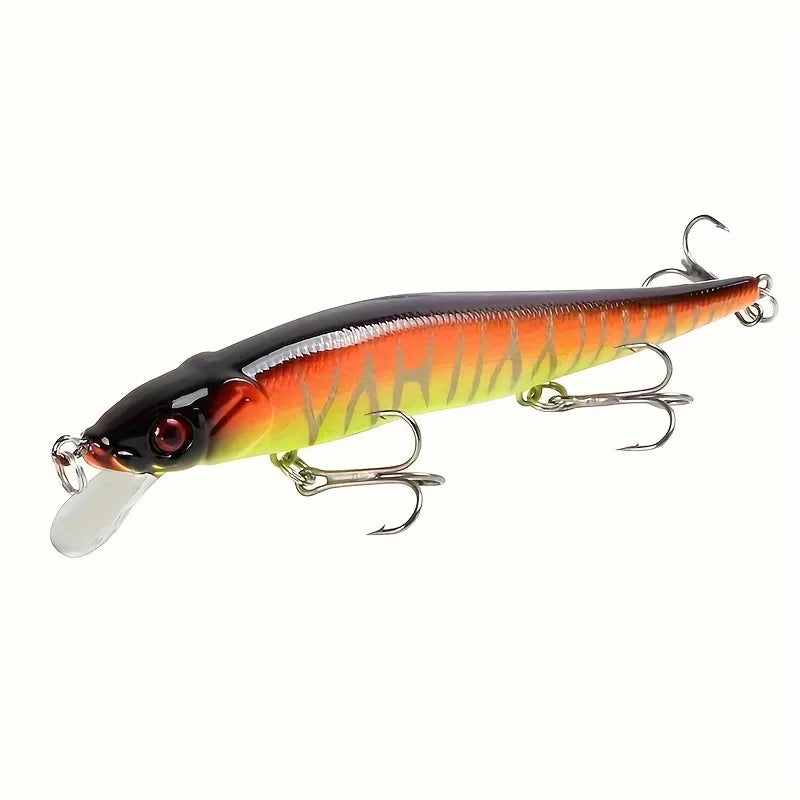 1pc 4.52inch/0.49oz Plastic Simulation Lure, Minnow Hard Bait With 3 Treble Hooks, Artificial Bait For Pike Carp