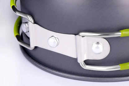 مجموعة أدوات طهي للتخييم، مجموعة أواني تخييم خفيفة الوزن، أدوات طهي خارجية للمشي لمسافات طويلة والرحلات والنزهات وصيد الأسماك وتسلق الجبال