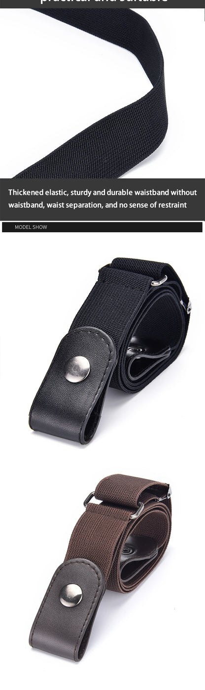 Simple Fashionable Women's No Buckle Stretch Elastic Waist Belt Men Woven Invisible Lazy Belt Length Adjustable，For Jeans、Dress