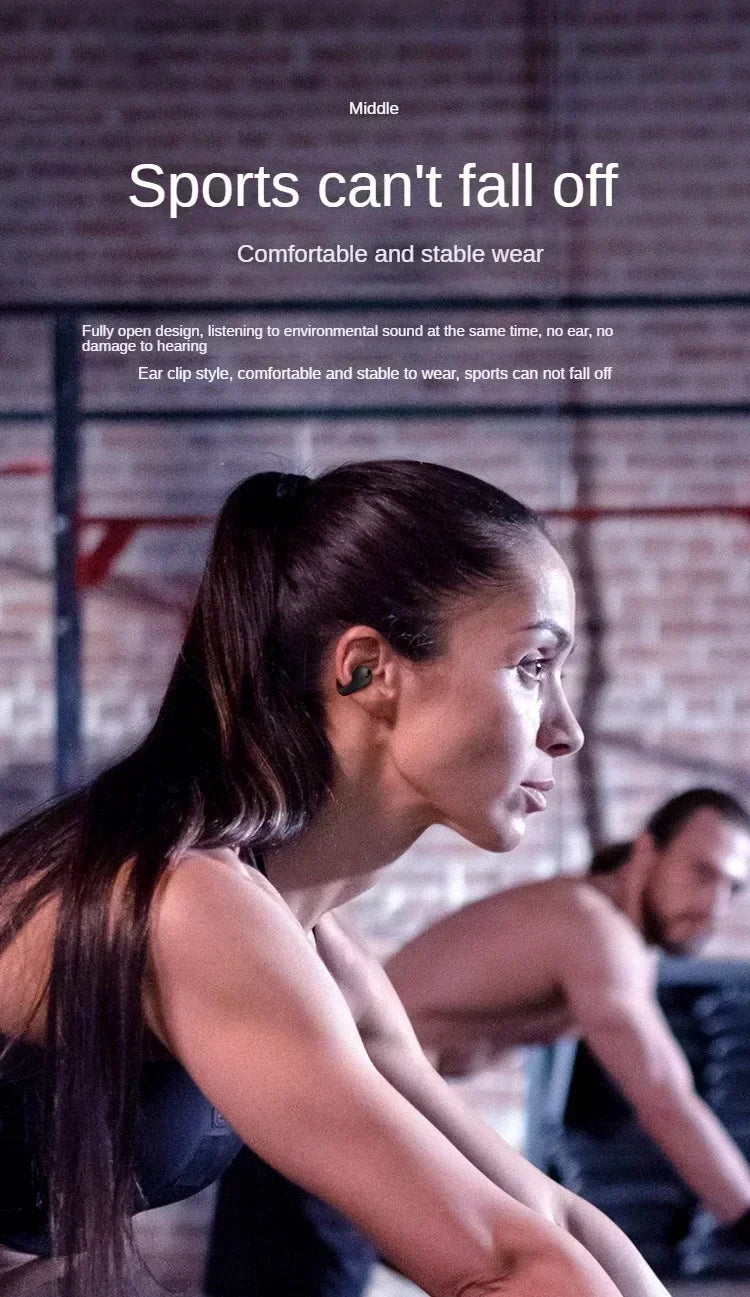 New Fone Bluetooth Headset 5.3 Wireless Air Conduction Headphones Clip Ear Music Noise Canceling HD Call Sports Gaming Earphone