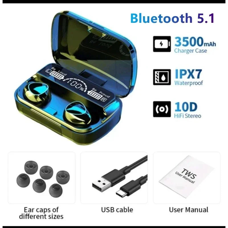 NEW M10 TWS Wireless Headphones Earphones Charging Box Bluetooth-compatible Stereo Waterproof Headsets With Microphone
