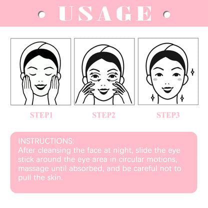 Retinol Eye Cream Stick Fade Fine Line Remove Wrinkle Eye Bags Anti-Puffiness Dark Circle Smoothing Firming Under Eye Skin Care