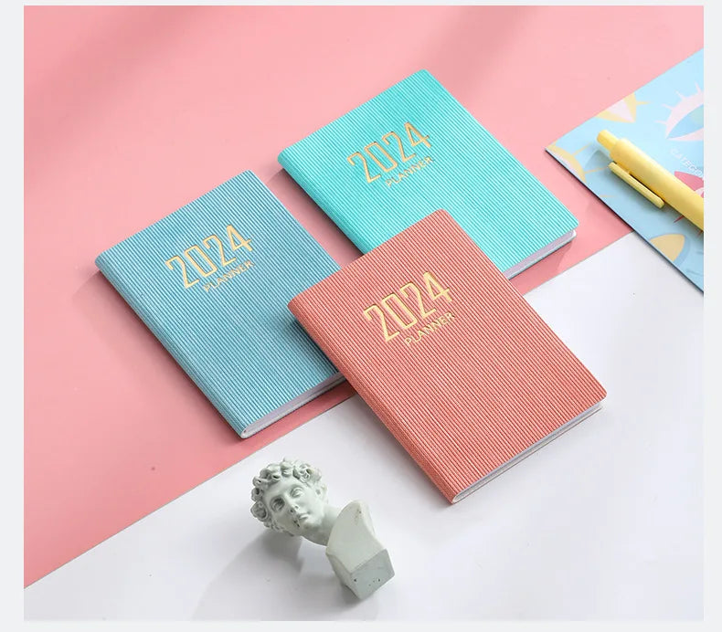365-Day 2025 Portable A7 Pocket Planner Pu Cover Daily Weekly Schedule Notebook Calendar Journal School Office Supplies Agenda