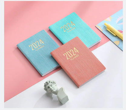 365-Day 2025 Portable A7 Pocket Planner Pu Cover Daily Weekly Schedule Notebook Calendar Journal School Office Supplies Agenda