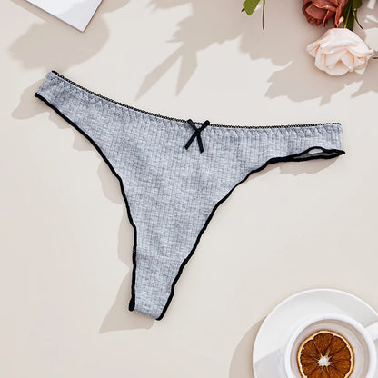 3Pcs Women's Thong Low-rise Panties Solid Color Cotton Lingerie Sexy Thongs Fashion Casual Underwear Comfort Fit Women's Tangas