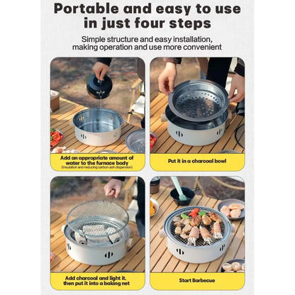 Steel Barbecue Grill Korean Charcoal Stove Split BBQ Stove Round Non-stick Barbecue Rack For Outdoor Camping