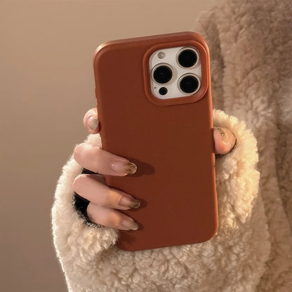 Minimalist Brown Gray Cream White Phone Cases for iPhone 16 Plus Pro Max 15 14 13 12 11 Winter Style Protective Phone Covers