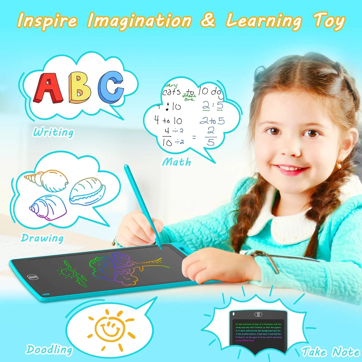 Children's Digital Drawing Tablet 8.5 Inch LCD Screen Electronic Writing Board with Handwriting Pad and Stylus Pad LCD Screen