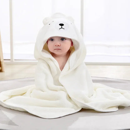 Bath Bathrobe Toddler Infant Towel Boy Girl Blankets Swaddle With Hood Cartoon Coral Fleece Towel Blanket Newborn Kids Bedding