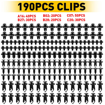 190 PCS Car Fastener Clip Kit Bumper Fender Rivet Clips Auto Body Push Retainer Pin Rivet Bumper Door Trim Panel Retainer Repair