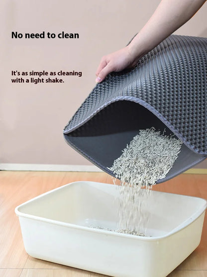 Large Waterproof Double Layer Cat Litter Mat Non-Slip Washable Pet Litter Box Mat Durable Sand Trapper Easy Clean Cat Toilet Mat