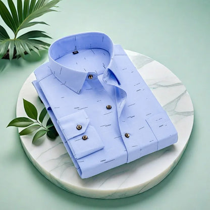 2025 Spring and Summer New Male Trend Fashion Print Business High Luxury Long Sleeve Shirt Korean Version Slim-fit Lapel Dress