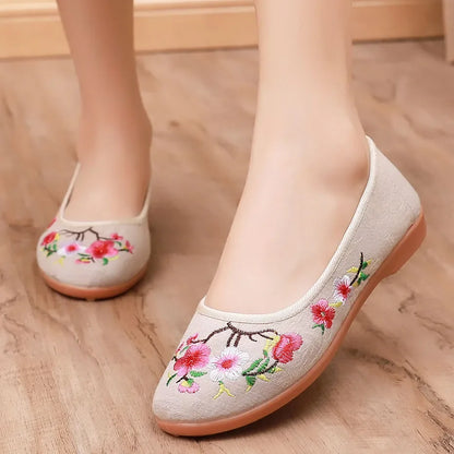 zapatos de mujer women fashion sweet light weight anti skid slip on floral embroidery flat loafers lady casual black shoes ea647