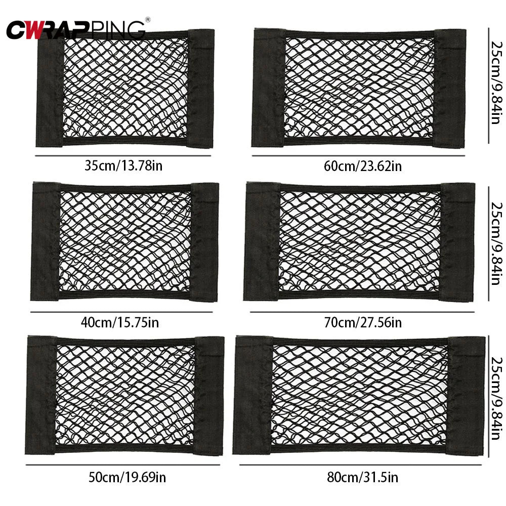 Car Rear Seat Storage Organizer Mesh Adjustable Elastic Straps Anti-Slip Net for SUV Sedan Vehicle Interior Organization Tools