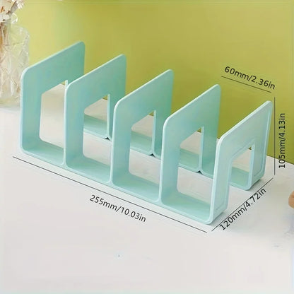 4 Grid Bookends Stand Bookshelf Desktop Decor Storage Rack Bookend Book Holder School Stationery Office Desktop File Organizer