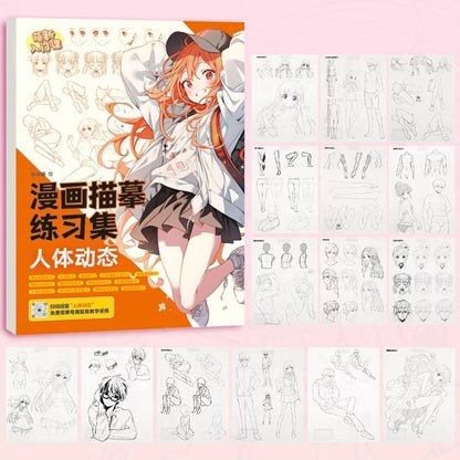 Comics Girl Boy Comics Hand Drawn Tutorial Book Studying Novice Zero Basic Line Draft Practice Book Drawing Copy Book Learning