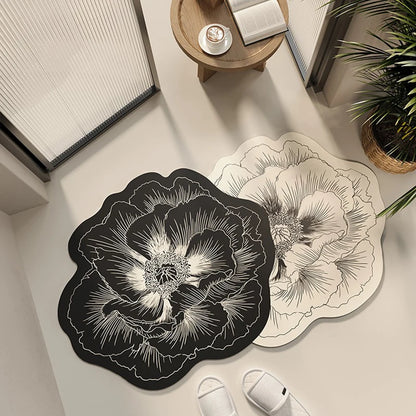 Bathroom Floor Mat Water-absorbing Non-slip Dirt-resistant Carpet Flower Diatom Mud Special-shaped Rug Door Home Decoration Mats