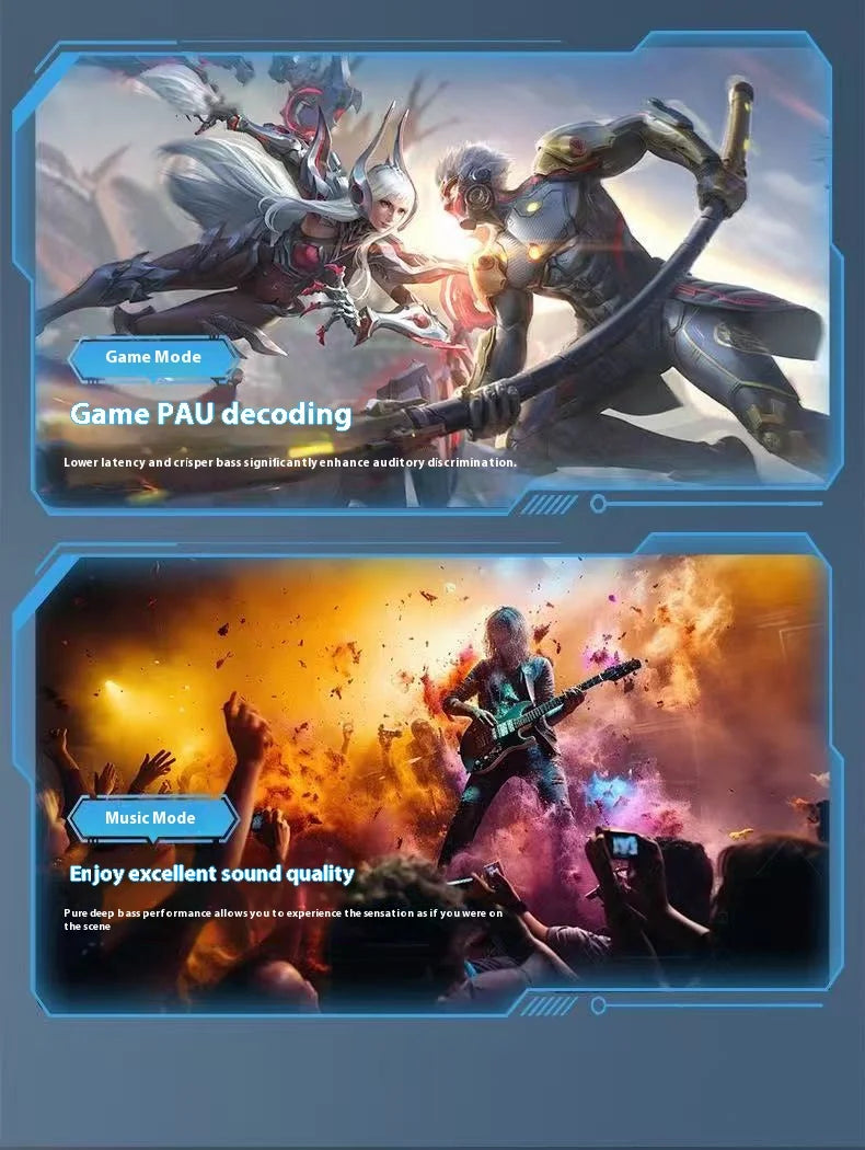 سماعات أذن رياضية GM02 بلوتوث 5.3 لاسلكية للألعاب مع ميكروفون وسماعات موسيقى ثنائية الوضع جديدة