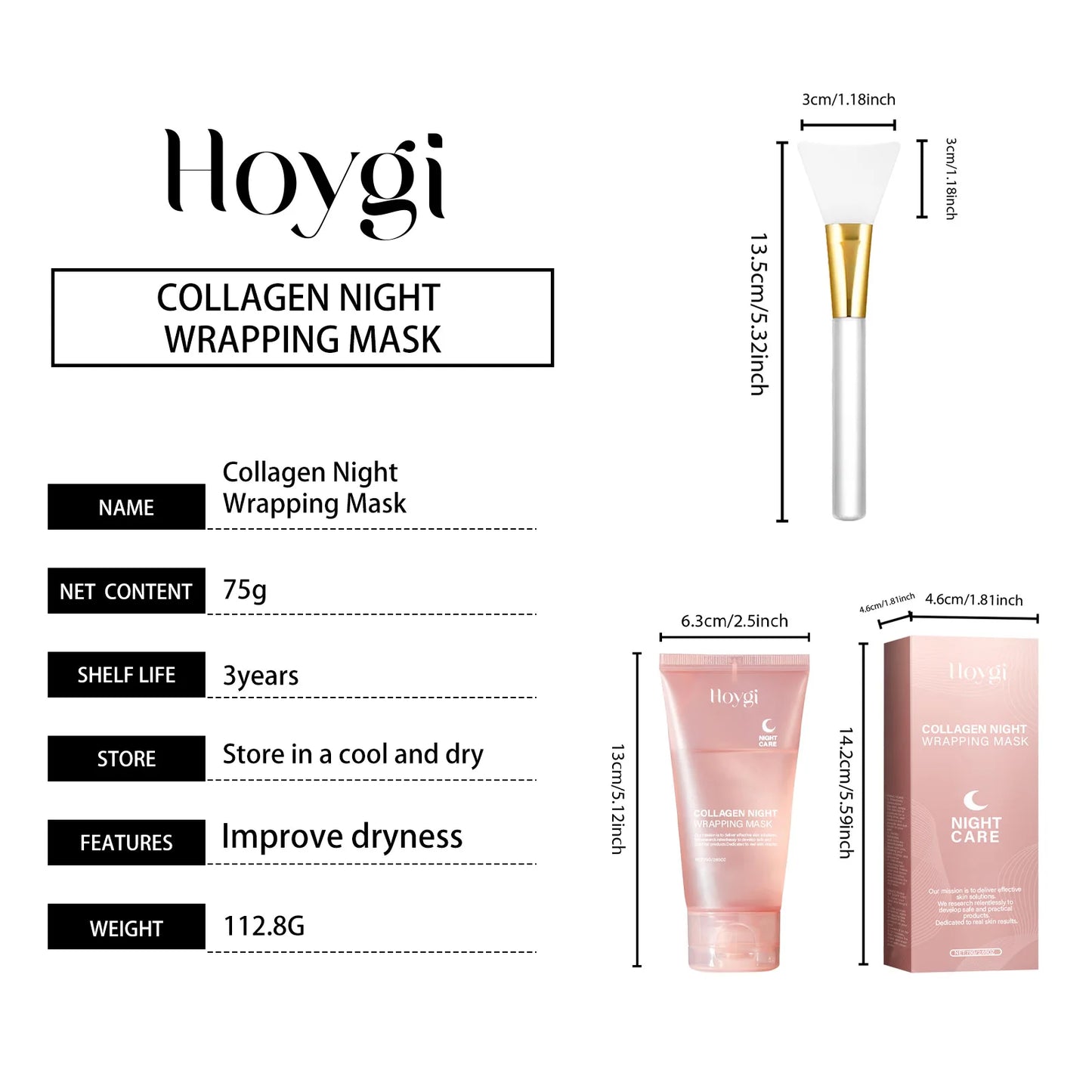 Collagen Peel-off Mask Deep Hydrating Fade Fine Lines Firming Shrink Pores Brightening Overnight Wrapping Mask Face Skin Care