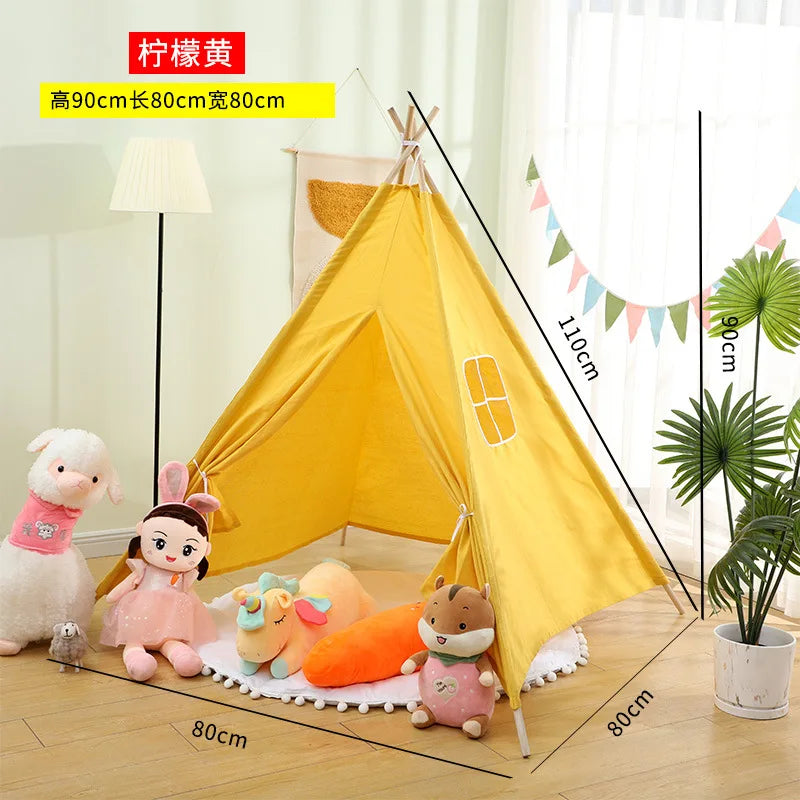 Kids Tent Teepee Tent For Children Portable Tipi Infantil House For Girl Cabana Boy Tents Decoration Carpet LED Lights