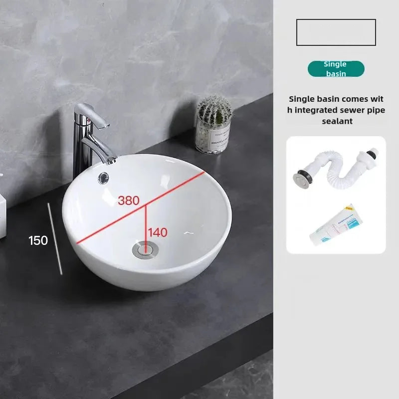 Bathroom washbasin Balcony washbasin Round size two models excluding faucet Sold separately ceramic pedestal washbasin