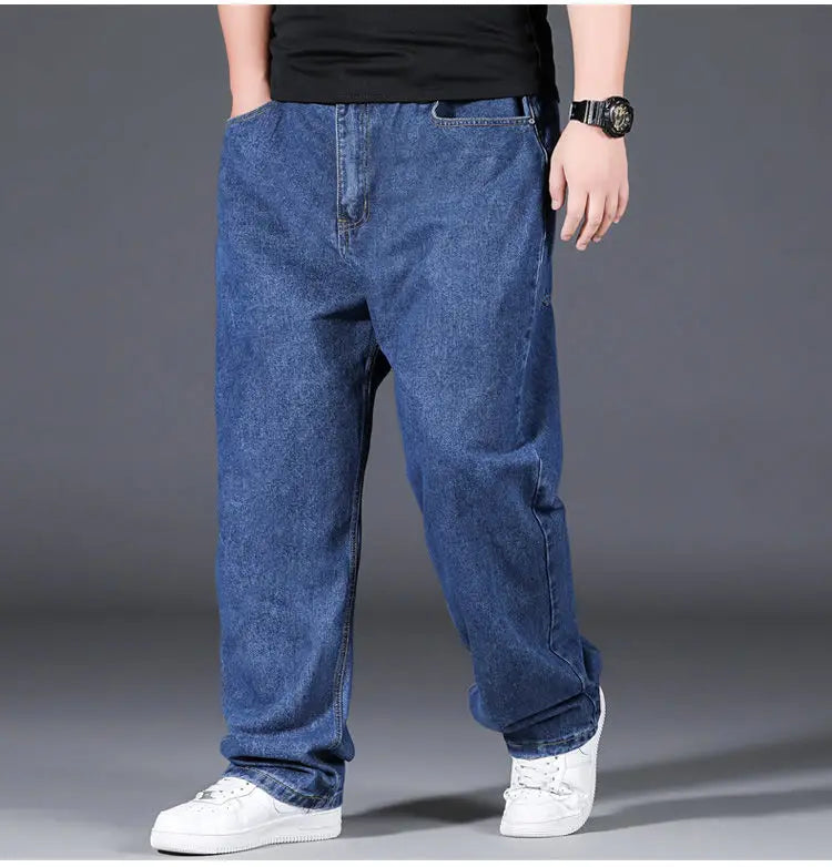 10XL Oversize Jeans Men Spring Fashion Streetwear Plus Size Cargo Jeans Soft Cotton Loose Baggy Casual Jeans For Dad Husband