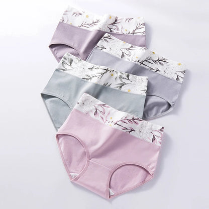4PCS High Waist Women's Panties Body Shaper Underwear Breathable Cotton Underpants  Plus Size M-5XL Panty Slimming Female Briefs