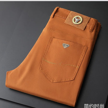 Seven-Color Stretch Jean Men's Trendy Wild Simple 97% Cotton High-End Slim-Fitting Small Straight Casual Men's Clothing Trousers