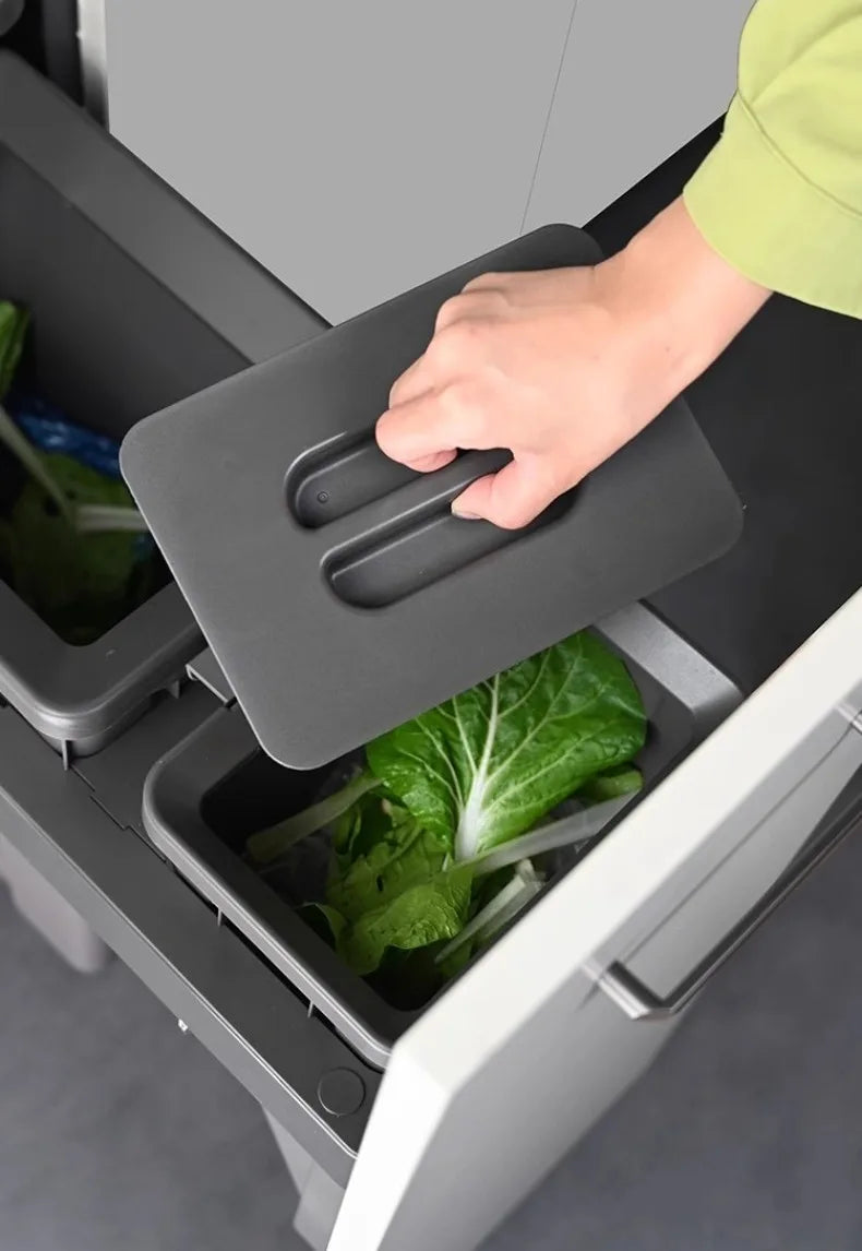 Kitchen Cabinet Embedded Trash Can Large Capacity Hidden Trash Can Classified Garbage Bin with Lid Kitchens Food Waste Disposal