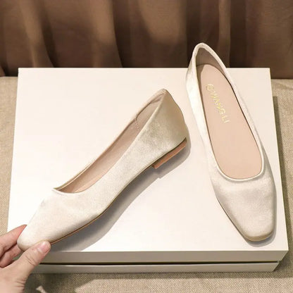 Shoes For Women Low Heel Elegant Office Slip-onSquare Toe Woman Flats 2024 Summer Chic Novelties Offer High Quality Fashion