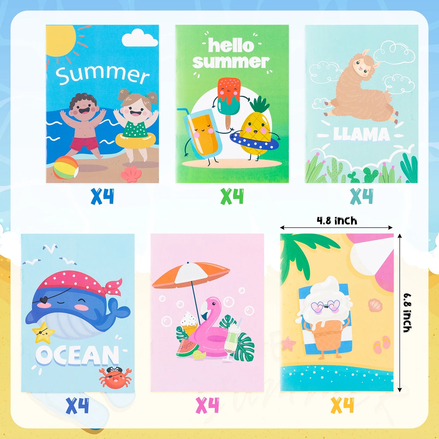 24pcs Coloring Books Colouring Pages Bulk Ocean Colorful Drawing DIY Art Doodle Painting Learning Color Booklet Arts Beginners