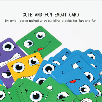 Kids Emotions Expression Game Wooden Cube Face Changing Board Cartoon Puzzle Toy Montessori Thinking Challenge Games