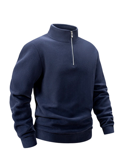 2025 Men Casual Fleece Sweatshirts Tops Men Sport Classic Stand Collar Sweatshirts Men’s Quarter Zip Hoodie Basic Pullover 3XL